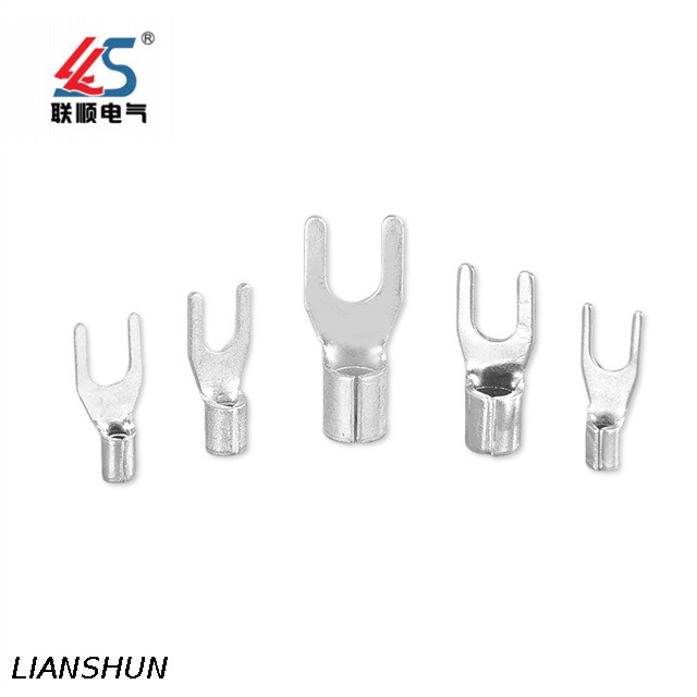 SNB1.25-3 Non-Insulated Fork Type Cable Crimp Terminal Connector, Copper Terminal